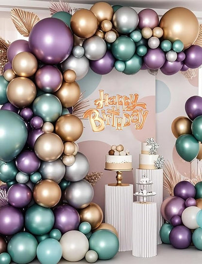 Chrome Metallic Balloons 66 Pack, 12 Inch Shiny Latex Helium Party Balloons Garland Kit with Assorted Colors for Birthdays Weddings Baby Showers Graduation Arch Decorations