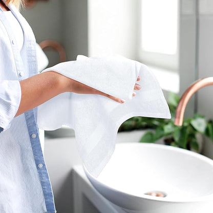 Premium 100% Cotton Hand Towels Set of 24 – Quick-Dry, Lightweight, Not Bleach Proof, Absorbent, Bathroom, Salon, Spa & Gym Towels – 16x27 Inch