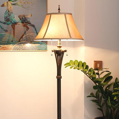 Farmhouse Floor Lamp Antique Metal Base Traditional Rustic Mid-Century Living Room Light 70 Inch Height Decor Office Bedroom