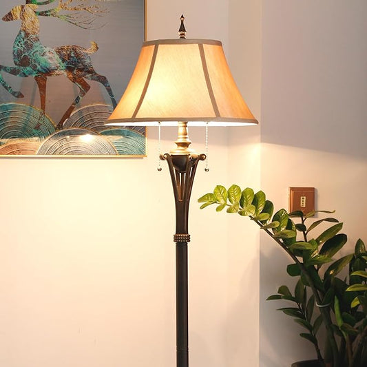Farmhouse Floor Lamp Antique Metal Base Traditional Rustic Mid-Century Living Room Light 70 Inch Height Decor Office Bedroom