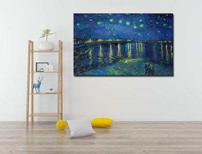 Vincent Van Gogh Canvas Wall Art - Starry Night Over The Rhone Painting, Classic Artwork Picture Print for Home Decor. 24"x36"