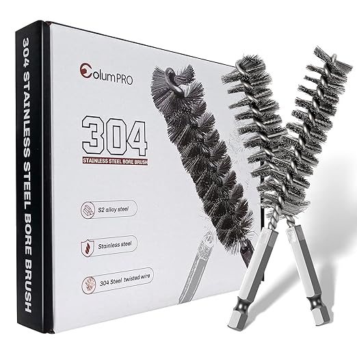 6PCS 304 Stainless Steel Bore Brush Copper Pipe Cleaner, Twisted Wire Drill Brush,1/4 Inch Hex Shank S2 Steel Handle, for Power Drill Plumbing Tools