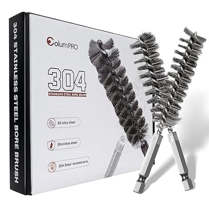 6PCS 304 Stainless Steel Bore Brush Copper Pipe Cleaner, Twisted Wire Drill Brush,1/4 Inch Hex Shank S2 Steel Handle, for Power Drill Plumbing Tools