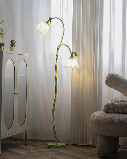 Creative Lily of The Valley 2 Heads Flowers Lily Floor Lamp Living Room Sofa Side Bedroom Bedside Flower Floor Lamp (2heads)