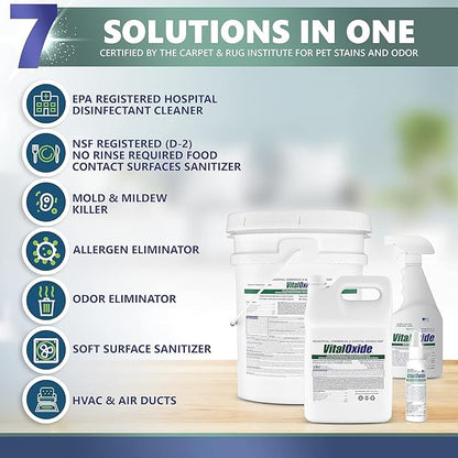 Vital Oxide Disinfectant, Deodorizer, Cleaner, Food-Contact Sanitizer, Virucide – (EPA registration #82972-1) – Kills Mold & Mildew, Eliminates Odors -4 Gallon