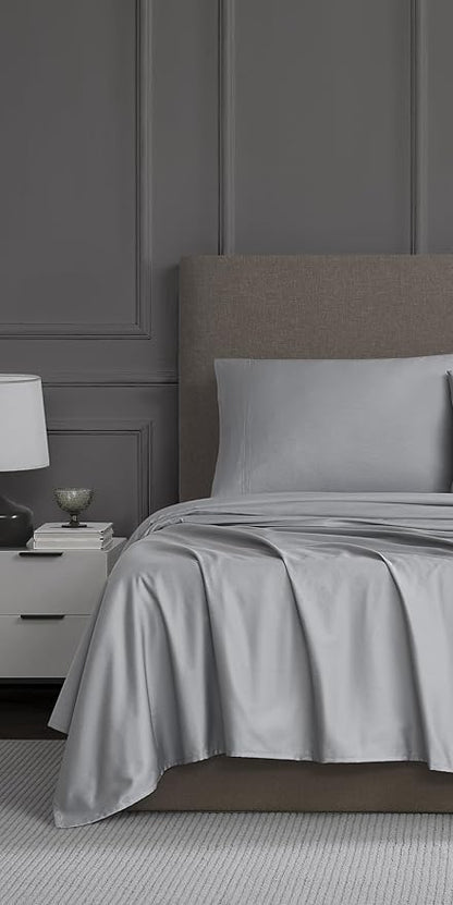 Linen Closet Luxury Cotton 1200 Thread Count Hotel Luxury 4-Piece Sheet Set, Full, Soft Silver