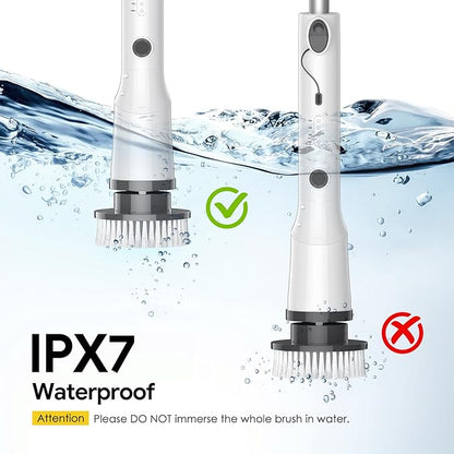 Electric Spin Scrubber, 2025 New Cordless Cleaning Brush, Shower Cleaning Brush with 7 Replaceable Brush Heads, Power Scrubber 3 Adjustable Speeds, Detachable Long Handle & IPX7 Waterproof