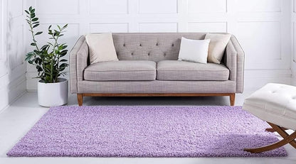 Unique Loom Solid Shag Collection Area Rug (8' x 10' Rectangle Lilac)