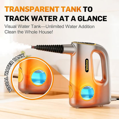 Handheld Pressurized Steam Cleaner - 3-Level Adjustable Steamer for Cleaning, 15s Heat-Up & 14pcs Accessories, Steam Cleaner for Home & Car, Car Detailing, Tile, Grout, Furniture