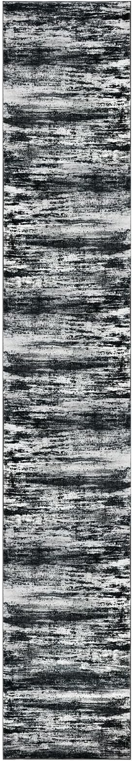 KOZYFLY Modern Abstract Kitchen Runner Rug, 2x12 Washable Rug Runner Non-Slip Soft Striped Hallway Runner Rugs, Black Navy Blue Grey Carpet Runner for Entryway Bathroom Laundry Room Foyer