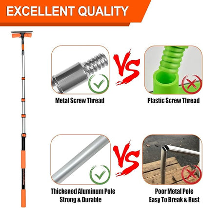 Buyplus 26Ft High Reach Squeegee for Window Cleaning Kit with 5 to 20 Foot Extension Pole, Extendable Window Cleaner Squeegee, Telescopic Window Washing Kit for Indoor/Outdoor High Window