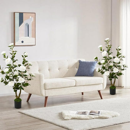 40" Artificial Camellia Tree 2 Pack,Faux Floral Plant Fake Trees with White Blooming Flowers,Artificial Plants Greenery Potted Plant for Outdoor Indoor Home Porch Decor