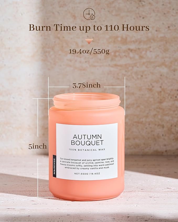 M&SENSE Scented Candles Orchid Jasmine Flower Aroma Large 19.4oz Natural Soy Wax 110 Hours Burn Time Clean Non Toxic Candle Classic 2 Wicks for Birthday Holiday Gifts