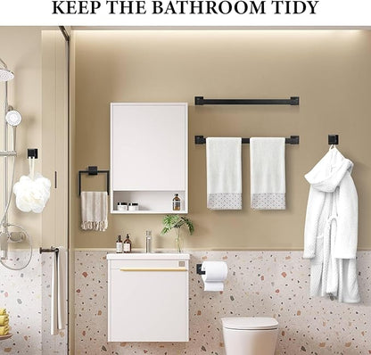10-Piece Matte Black Bathroom Hardware Set,Towel Bar Set for Bathroom Include 23.6 inch Towel Bar,Towel Ring,Toilet Paper Holder Towel Hooks,Stainless Steel Wall Mounted