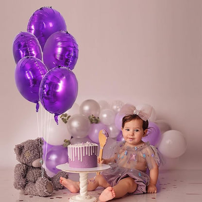 TONIFUL 30Pcs 18 Inch Large Purple Round Shape Foil Balloons Big Purple Circle Helium Mylar Ballons for New Year Halloween Chrismas Birthday Wedding Anniversary Engagement Party