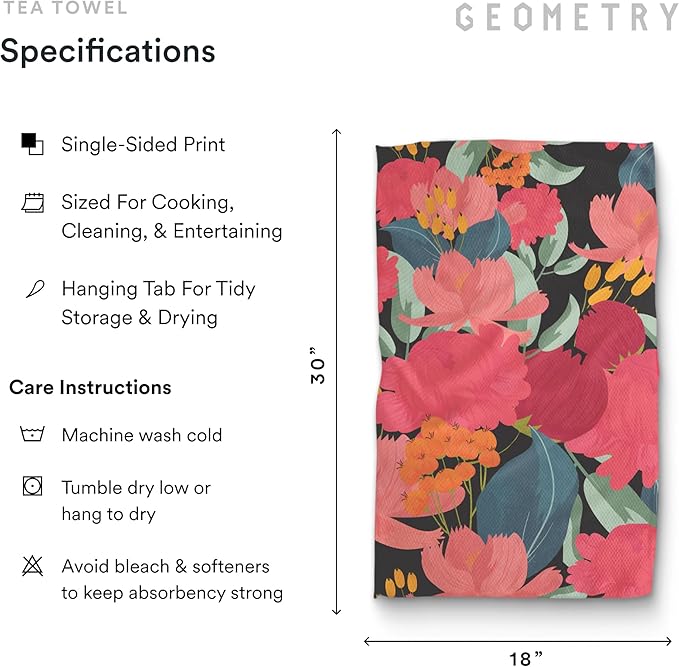 GEOMETRY Kitchen Tea Towels - Quick Dry Microfiber Dish Towels for Kitchen Roses for You, 18" x 30" 2 Pack