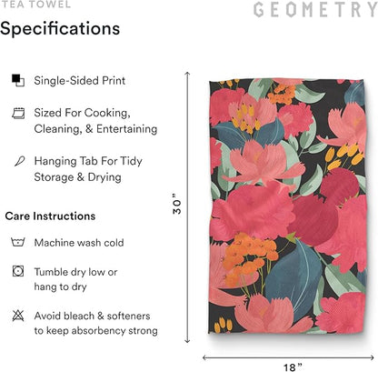 GEOMETRY Kitchen Tea Towels - Quick Dry Microfiber Dish Towels for Kitchen Roses for You, 18" x 30" 2 Pack