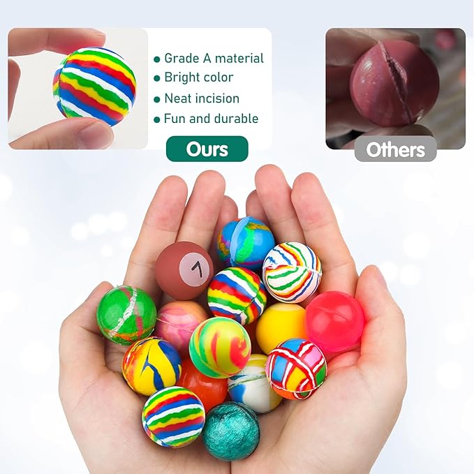 50 Pieces 27 mm Mixed Pattern Colorful Bouncy Balls for Kids Assorted Bouncy Balls Toys for Kids Party Favors, Birthdays Party Favors, Classroom Prizes