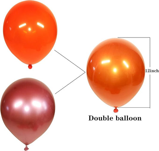 Metallic Orange Balloons, 50pcs 12 inch orange balloons, Double layer orange burnt balloons are more durable, suitable for wedding, birthday party balloon decoration.