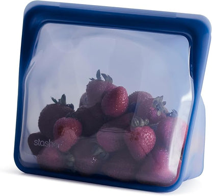 Stasher Premium Silicone Reusable Food Storage Stand-Up Mid Bag, Deep Ocean, Microwave, Sous Vide, Dishwasher, Oven and Freezer Safe, BPA Free, Leak-free, Eco-friendly, 56 Oz