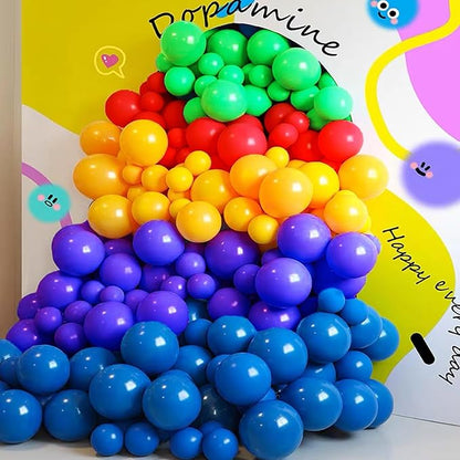 164pcs Rainbow Balloons - Arch Kit with 7 Assorted Colorful Sizes for Birthday Party, Baby Shower, Anniversary & Festival Decoration