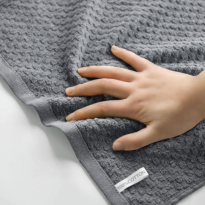 Artoid Mode Ring Spun Cotton Grey Kitchen Dish Towels, 15x25 Inch Ultra Soft Absorbent Quick Drying Household Cleaning Tea Towels Bar Towels Set of 4