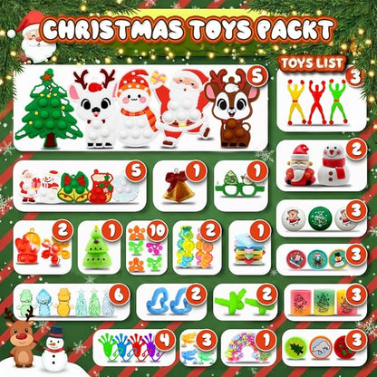 BicMan 801PCS Christmas Party Favors for Kids – Treasure Box Prizes, Pop Fidget Keychains, Goodie Bag Stuffers, Classroom Rewards, Xmas Stickers & Holiday Party Gifts Bulk Pack