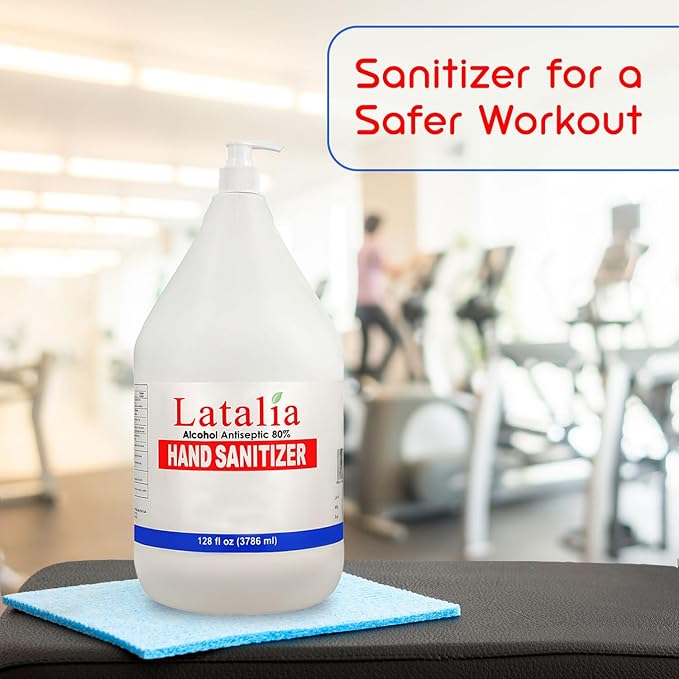 Latalia large Hand Sanitizer Pump 128 fl oz – 80% Alcohol Moisturizing Hand Sanitizer Refill Gallon for Home & Office, Unscented Clean Gel, Drying & Non-Sticky for Daily Hand Hygiene