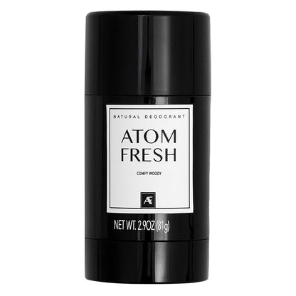Atom Fresh Natural Deodorant Solid Stick – 72H Triple Odor Defense – Aluminum-Free, Baking Soda-Free – With Amino Acids, Mineral Powder, Plant-based Starch – Comfy Woody – Skin Safe – 2.9 oz