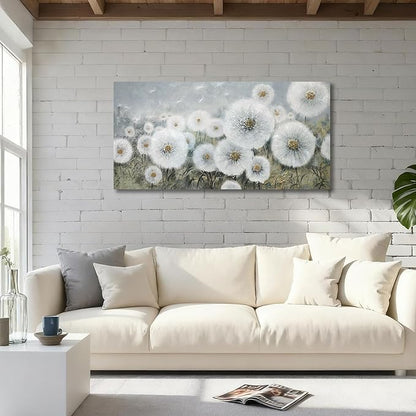 Ardemy Dandelion Wall Art Large Floral Pictures Wall Decor Living Room Flowers Paintings Textured Artwork for Walls Bedroom Bathroom Kitchen Dining Room Home Office, 40"x20"