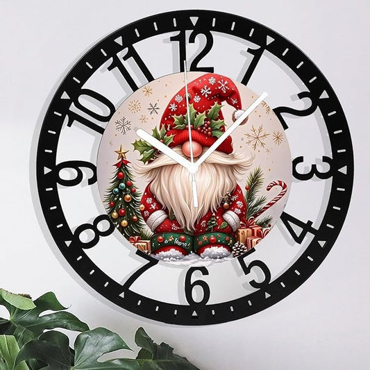 Wall Clock 10 Inch Silent Non-Ticking Modern Clocks Battery Operated - Analog Small Classic for Office, Home, Living Room,Bathroom, Kitchen, Bedroom, School,Snowman Clock