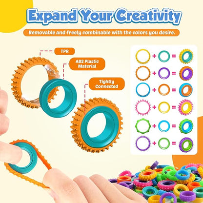 Fidget Toys Party Favors for Kids: 50 Pack Spinner Rings Bulk - Treasure Box Stress Toys for Teacher Classroom Prizes - Easter Basket Stuffers Bulk for Birthday Party Gifts