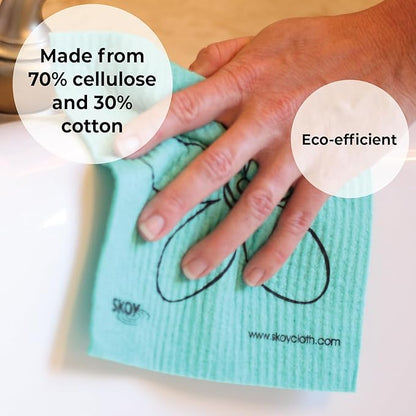 Skoy Cloth, 10-Pack Versatile Swedish Dishcloths for Kitchen and Household Use, Reusable Cleaning Cloths, Planet-Friendly, Dishwasher and Dryer-Safe, Children are The Future