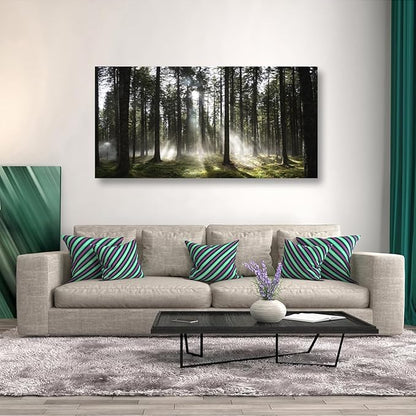 Sunlight Forest Pictures Canvas Wall Art for Living room Office Bedroom Wall Decor,Forest Wall Art Print Paintings Modern Darkly Green Nature Landscape Artwork Waterproof Ready to Hang-20x40inch
