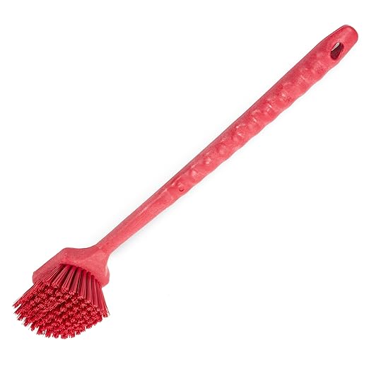 SPARTA 40501EC05 Plastic Large Scrub Brush, Kitchen Brush, Utility Brush With Long Handle For Cleaning, 20 Inches, Red