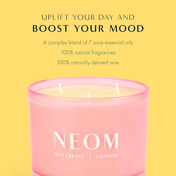 NEOM Great Day Scented Candle, 3 Wick I Hand Finished I 100% Naturally derived Wax I Wild Mint and Mandarin I Designed to Help Uplift Your Day and Boost Your Mood.
