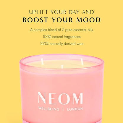 NEOM Great Day Scented Candle, 3 Wick I Hand Finished I 100% Naturally derived Wax I Wild Mint and Mandarin I Designed to Help Uplift Your Day and Boost Your Mood.