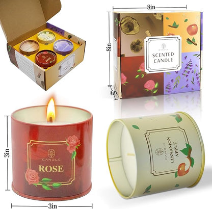 Valentine’s Day Gift Candles for Girlfriend & Wife-Scented Soy Candles Rose,Lavender,Sandalwood & Apple Fragrance with Gift Box, Romantic Aromatherapy Relaxation