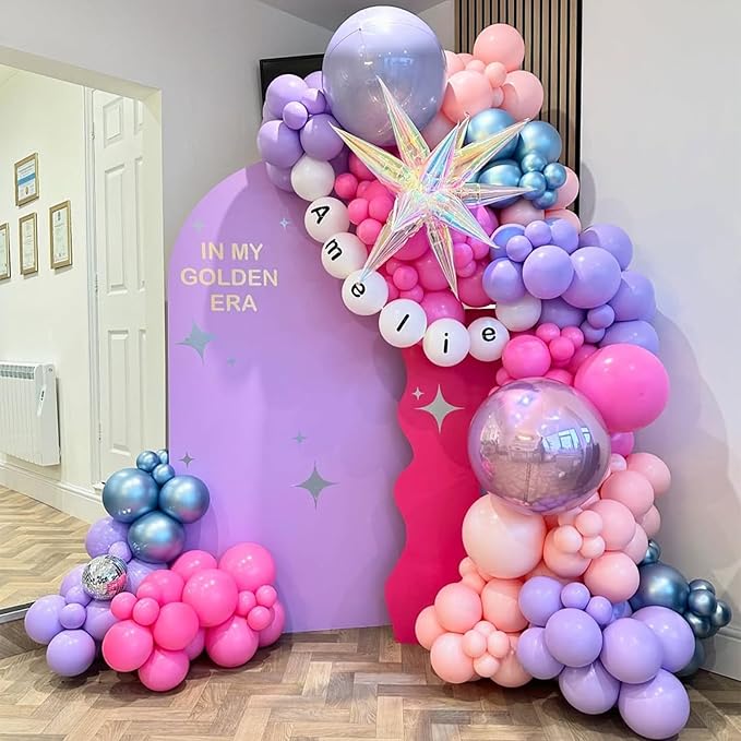 Pink and Purple Balloon, 60 Pcs 12 Inches Metallic Purple Pink Confetti Latex Balloons for Girls Birthday Baby Shower Wedding Party Decorations