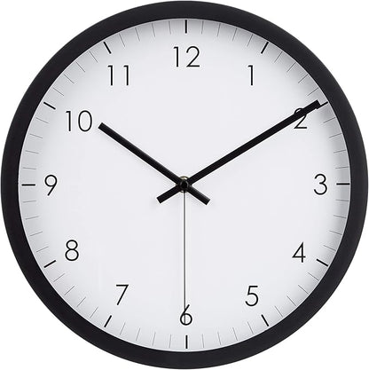 Amazon Basics Classic 12", Easy to Read, Silent Non Ticking, Battery Operated, Round Wall Clock, Black