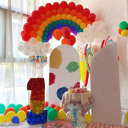 164pcs Rainbow Balloons - Arch Kit with 7 Assorted Colorful Sizes for Birthday Party, Baby Shower, Anniversary & Festival Decoration