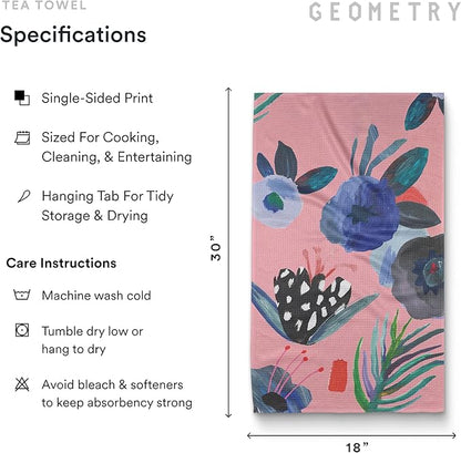 GEOMETRY Kitchen Tea Towels - Quick Dry Microfiber Dish Towels for Kitchen Watercolors, 18" x 30" 2 Pack