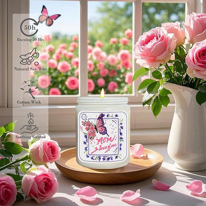 Christmas Gifts for Mom, Rose Lily Scented Candles, Soy Wax Aromatherapy Candle for Stress Relief, Non Toxic, Long Lasting Time of 50 Hour,Gifts for Mom from Daughter Son