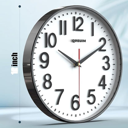 Wall Clock Wall Clocks Silent Non-Ticking Battery Operated Large Easy to Read with Stereoscopic Dial Ultra-Quiet Movement Quartz for Office Classroom School Home Kitchen (10 inches)…