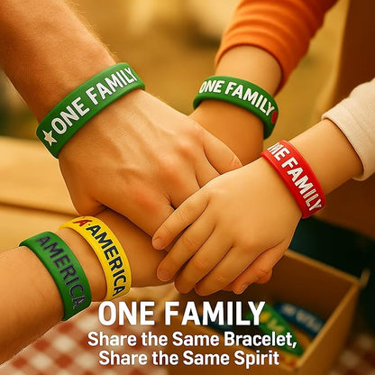 Kids Bracelets Silicone Wristbands: 24 Pack USA Theme Classroom Rewards Birthday Party Favors & School Spirit Day Gifts for Elementary Students