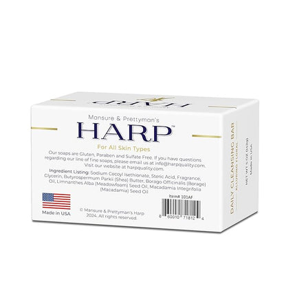 HARP pH-Balanced (5.0-6.0) Body Wash Bar. ZERO saponified oils. Protects Moisture Barrier. Gentle for Sensitive/Dry skin. + Shea Butter/Borage Oil. Non-Comedogenic. VANILLA LAVENDER Fragrance. 5oz