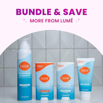 Lume Invisible Spray Deodorant For Women - Whole Body Deodorant Spray - 72 Hr Odor Control - Ozone Friendly, Natural Propellant - Aluminum & Baking Soda Free, Skin Loving - 3.6 ounce (Unscented)