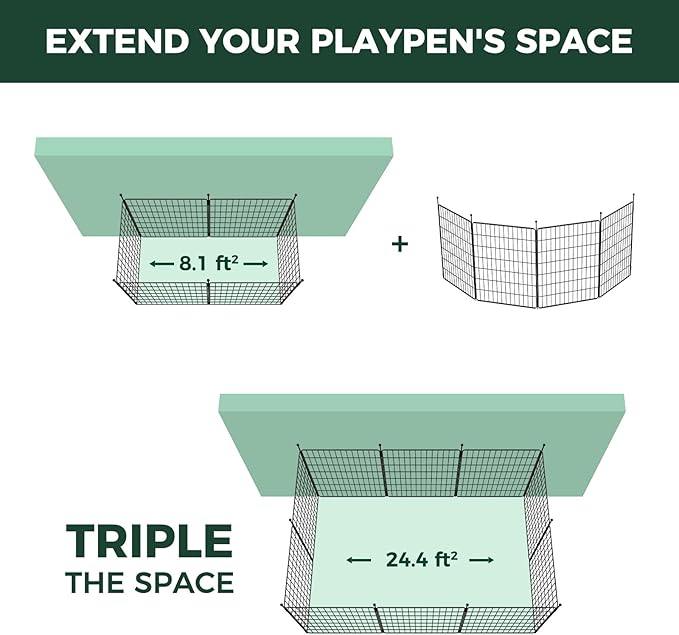 FXW MiniPaws Unleashed Dog Playpen for Yard & RV Camping, Expandable 32-inch 4 Panels for Small and Medium Dogs, Portable for Indoor and Outdoor Use