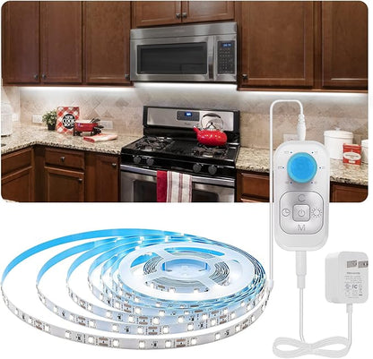 Motion Sensor LED Strip Light - Cabinet Strip Lights with 24W Plug, Dimmer and Timing, 9.84ft 3000K WarmWhite