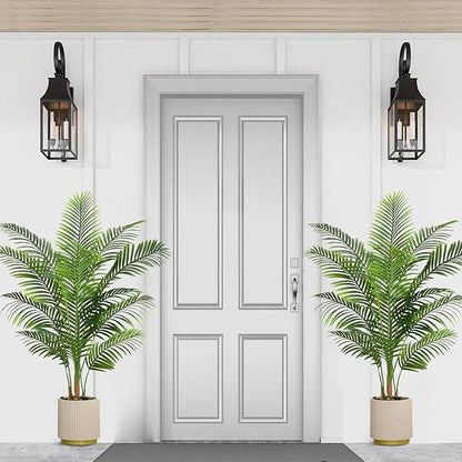 Artificial Palm Tree Indoor Plant 5FT Tall Fake Tropical Palm Tree in Pot, Real Bark Design Faux Areca Palm Tree for Home Office Living Room Bedroom Farmhouse Modern Outdoor Topiary Tree (13 Trunks)